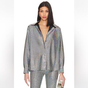 The New Arrivals by Ilkyaz Ozel Colette Shirt in Hologram Sequin NWT Small